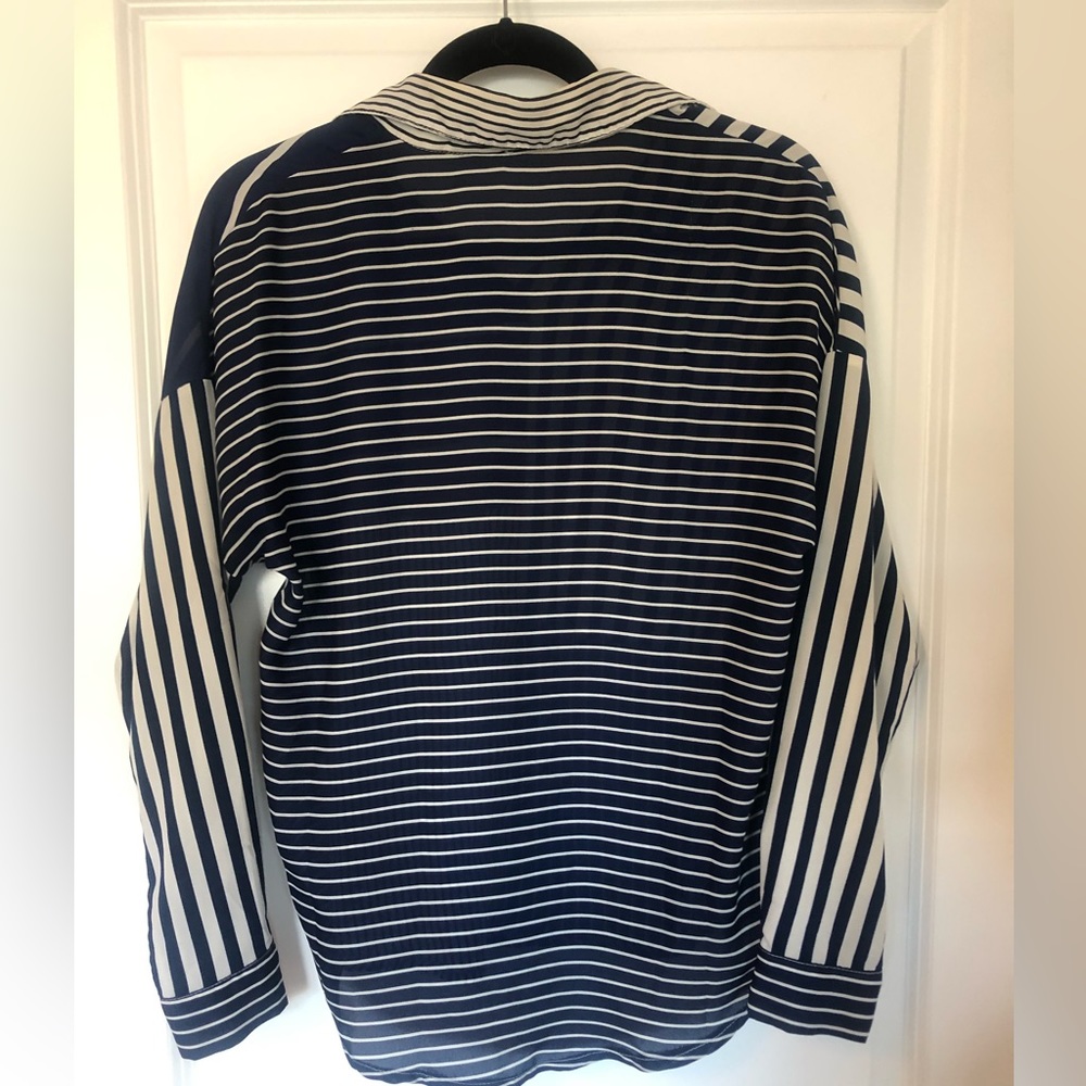 Navy Stripped Button Down, Woman’s Small - image 2